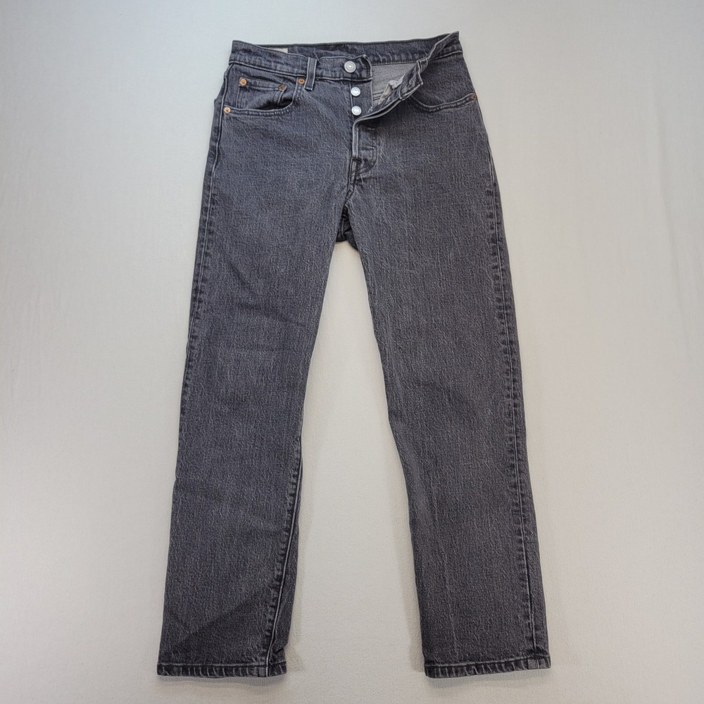 Levi's 501 Original Fit Jeans Womens 24 Gray Straight Leg Button Fly Denim